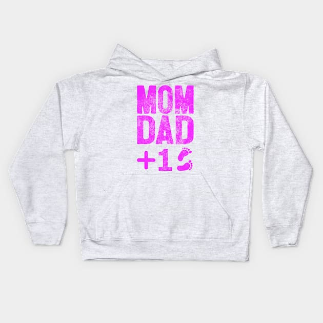 Mom Dad Plus One Kids Hoodie by Worldengine